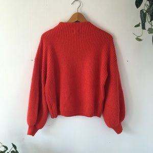 Bright Tomato Red Bishop Sleeve Sweater